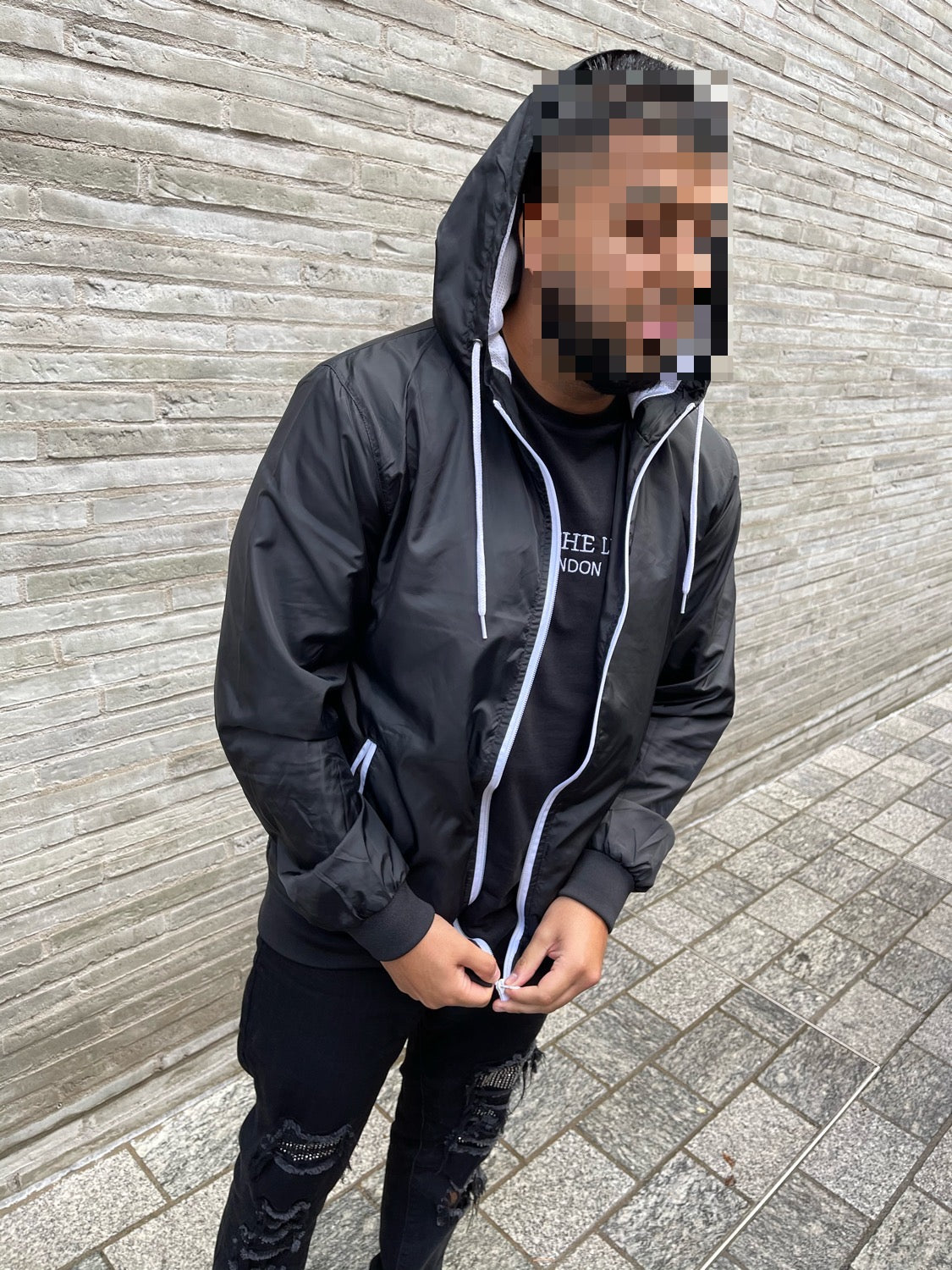 Black and white windbreaker best sale