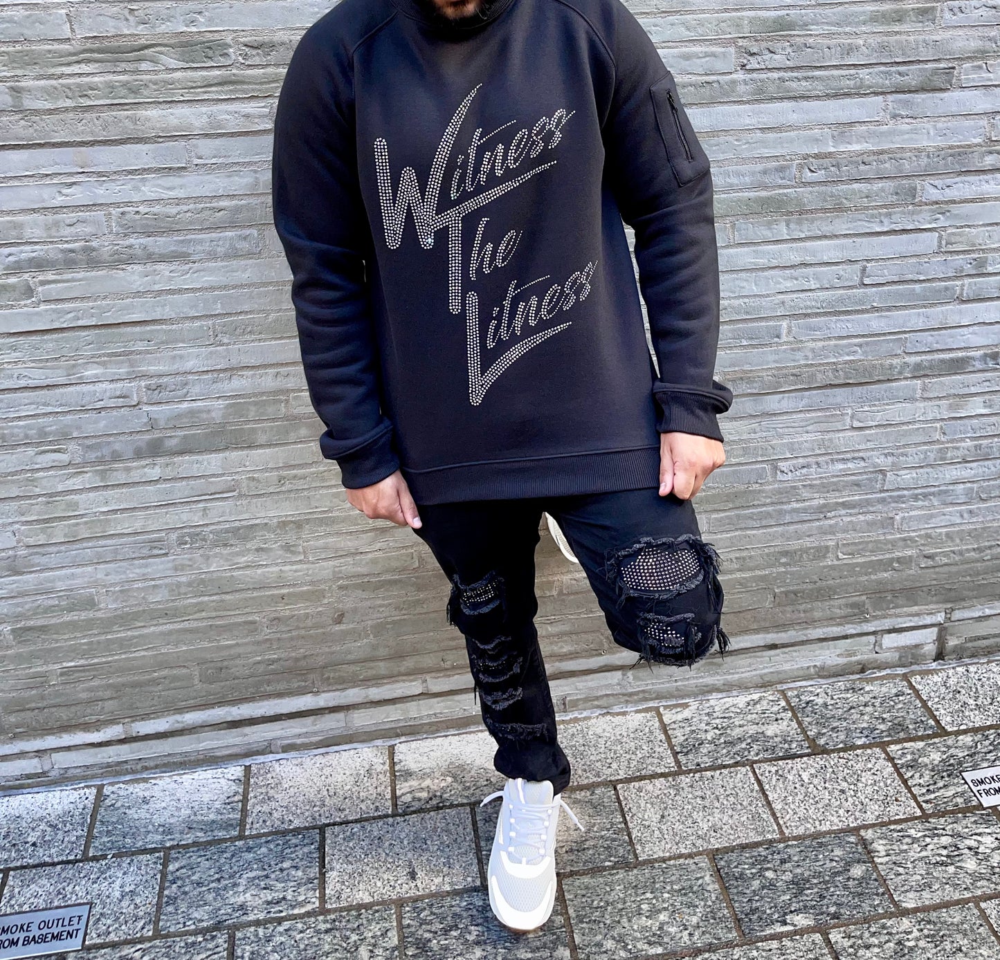 'WTL' Crystal Logo Black Sweatshirt